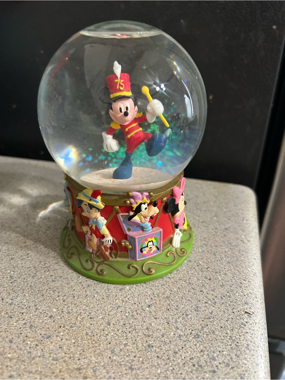 Disney Mickey Mouse 75th Anniversary Snow Globe - Red, Green & Blue